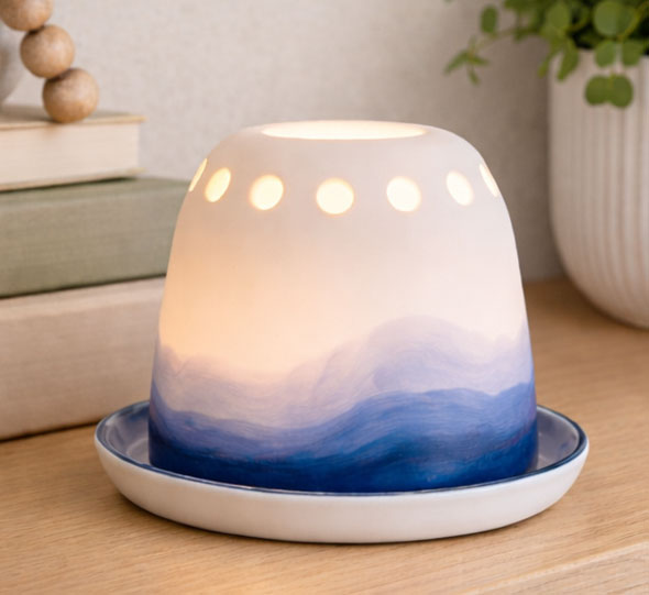 Windlicht �Aquarell� - Blau