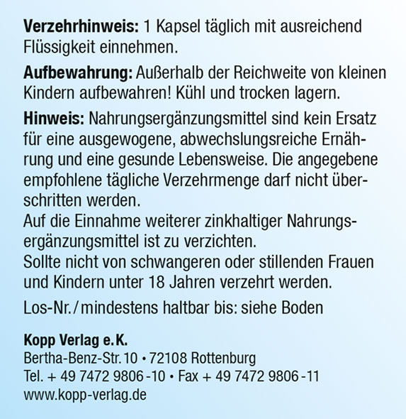 Kopp Vital   Zink Dual Plus / 25 mg / 120 Kapseln03