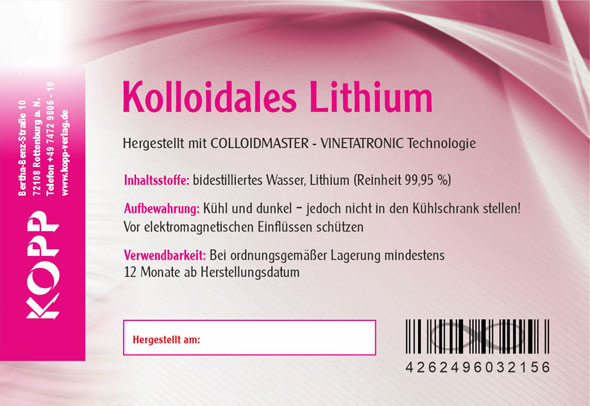 Kolloidales Lithium Konzentration 200 ppm / 2 mg Lithium je 10 ml / hochrein02