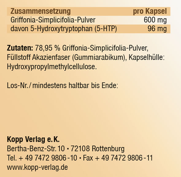 Kopp Vital   Griffonia simplicifolia / 5-HTP / 600 mg / 60 Kapseln02