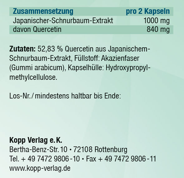 Kopp Vital   Quercetin / 420 mg / 30 Kapseln03