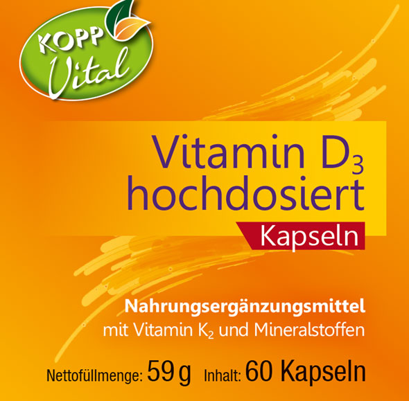 Kopp Vital   Vitamin D3 hochdosiert / 10.000 IE / 60 Kapseln / mit Magnesium, Bor (Borax), Betacarotin, Vitamin K01