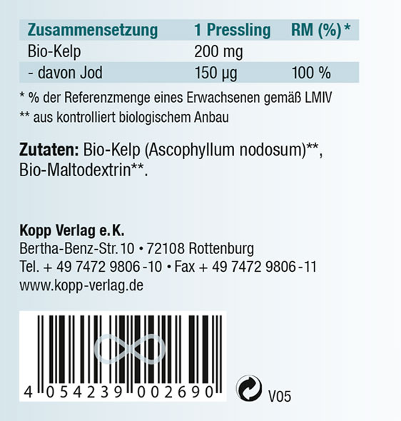 Kopp Vital   Jod aus Bio-Kelp / 150 g / 365 Presslinge02