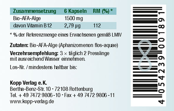 Kopp Vital   Bio-AFA-Algen / 250 mg / 120 Presslinge03
