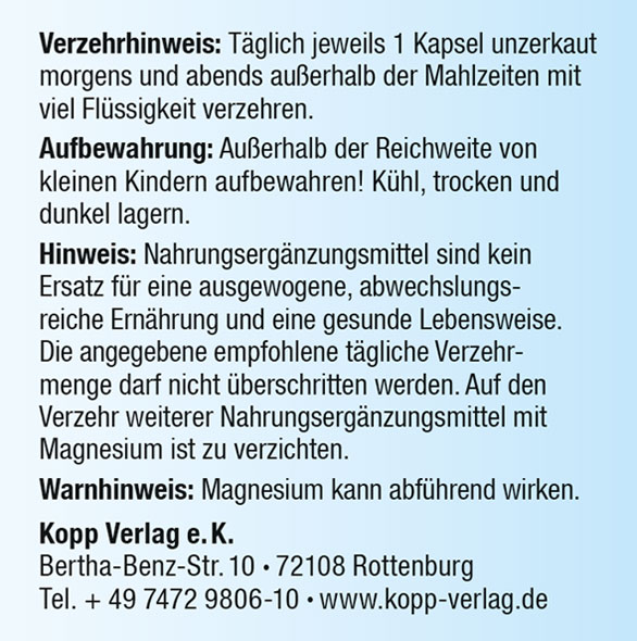 Kopp Vital   Magnesium forte / 165 mg / 90 Kapseln03