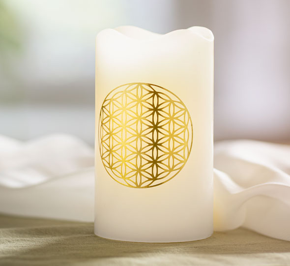 Geschenkset LED-Echtwachskerze �Blume des Lebens�