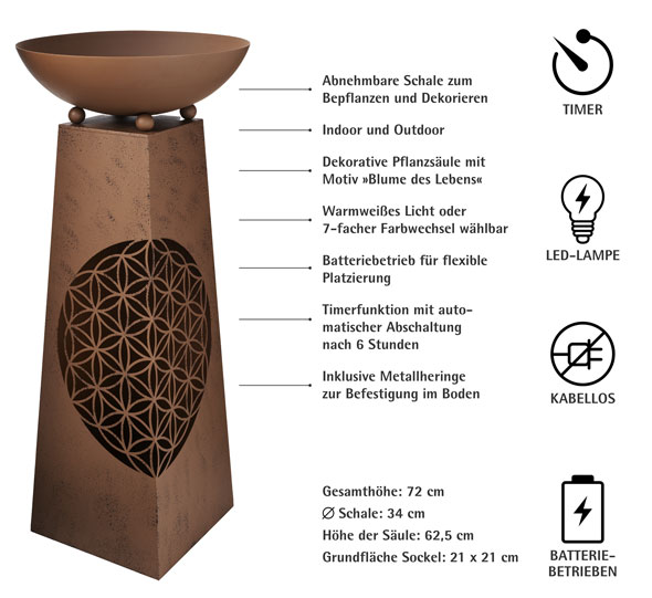 LED-Pflanzs�ule �Blume des Lebens�01