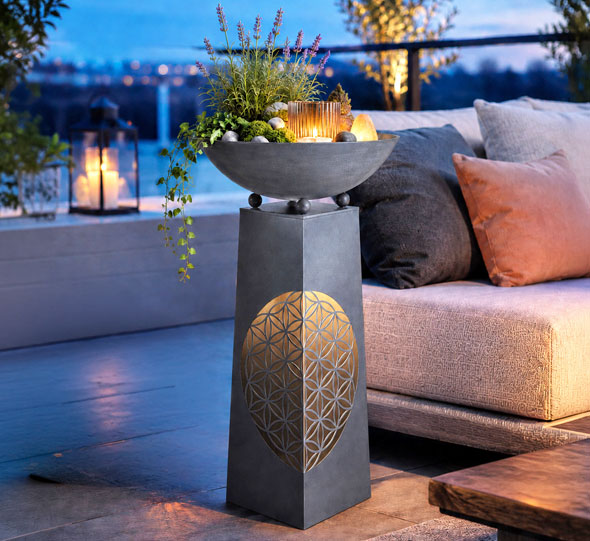 LED-Pflanzs�ule �Blume des Lebens� - Grau