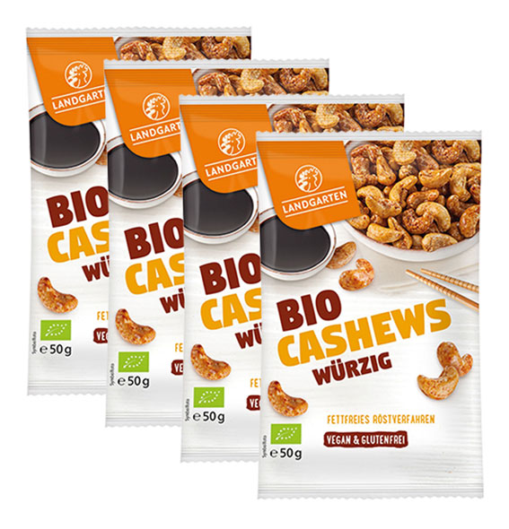 4er-Pack Landgarten Bio Cashews - w�rzig