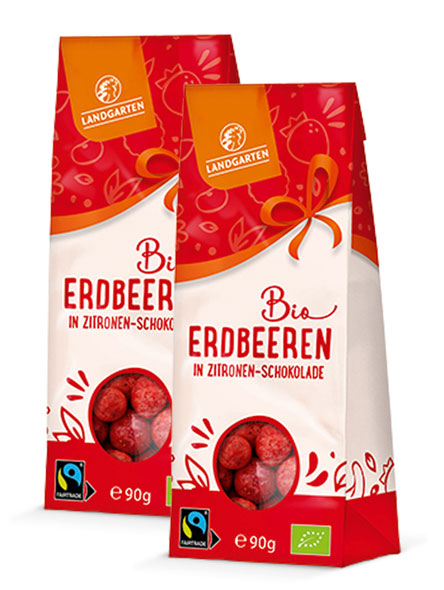 2er-Pack Landgarten Bio Erdbeeren in Zitronen-Schokolade