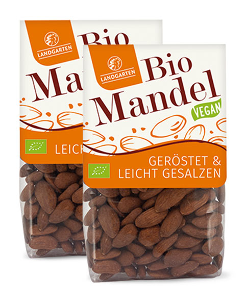 2er-Pack Landgarten Bio Mandeln - ger�stet und leicht gesalzen