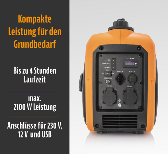 Notstromgenerator 2100 Watt mit Digital Display01