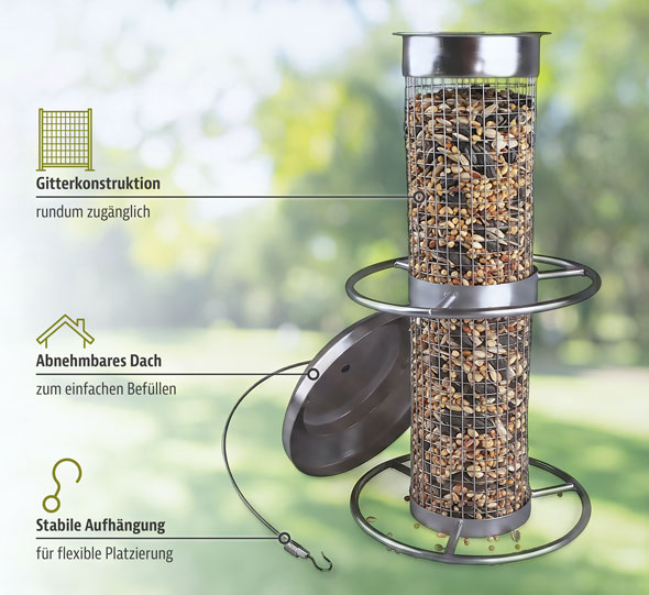 Vogelfutters�ule mit Edelstahlgitter02