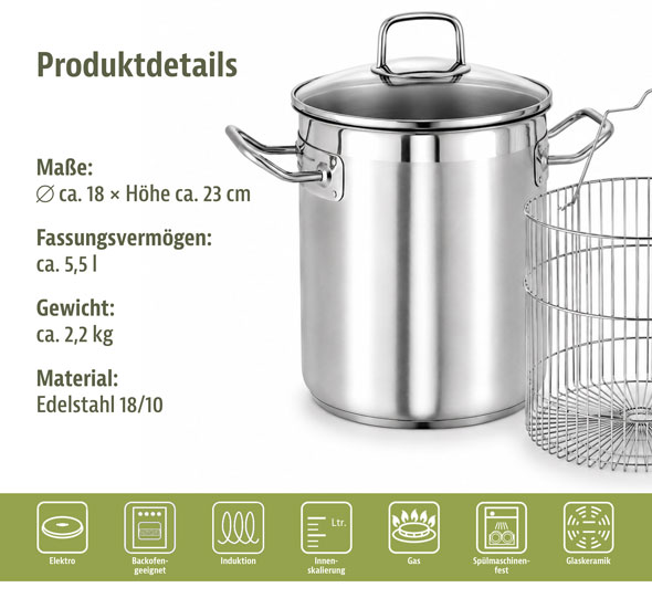 Spargeltopf Profi-Star mit geteiltem Korbeinsatz03