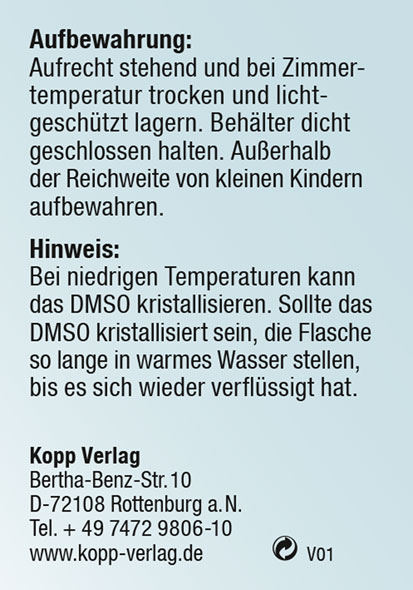 Kopp DMSO 30-prozentig 100 ml / 99,9% rein / Ph. Eur. / Pipettenflasche02