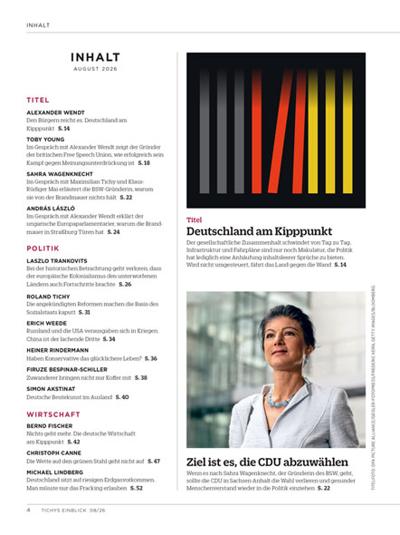Tichys Einblick Ausgabe 08/202601