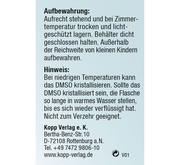Kopp DMSO 50-prozentig 100 ml / 99,9 % rein / Ph. Eur. / Pipettenflasche02